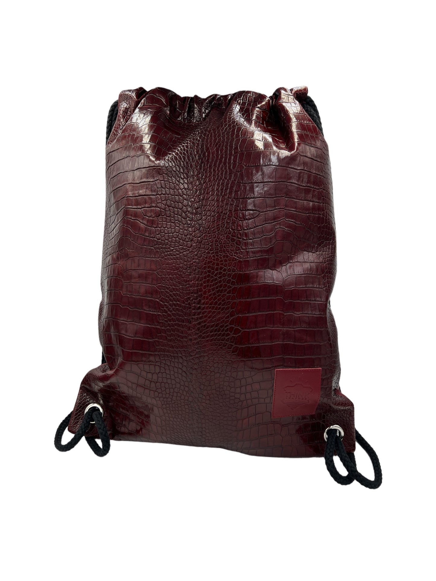 Skórzany plecak-worek CROCO - bordowy