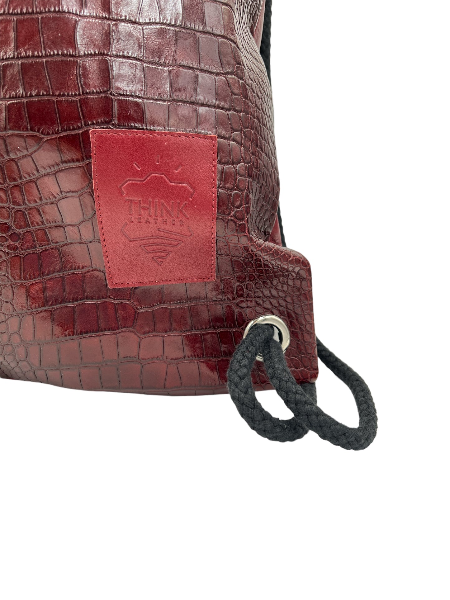 Skórzany plecak-worek CROCO - bordowy