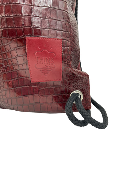 Skórzany plecak-worek CROCO - bordowy