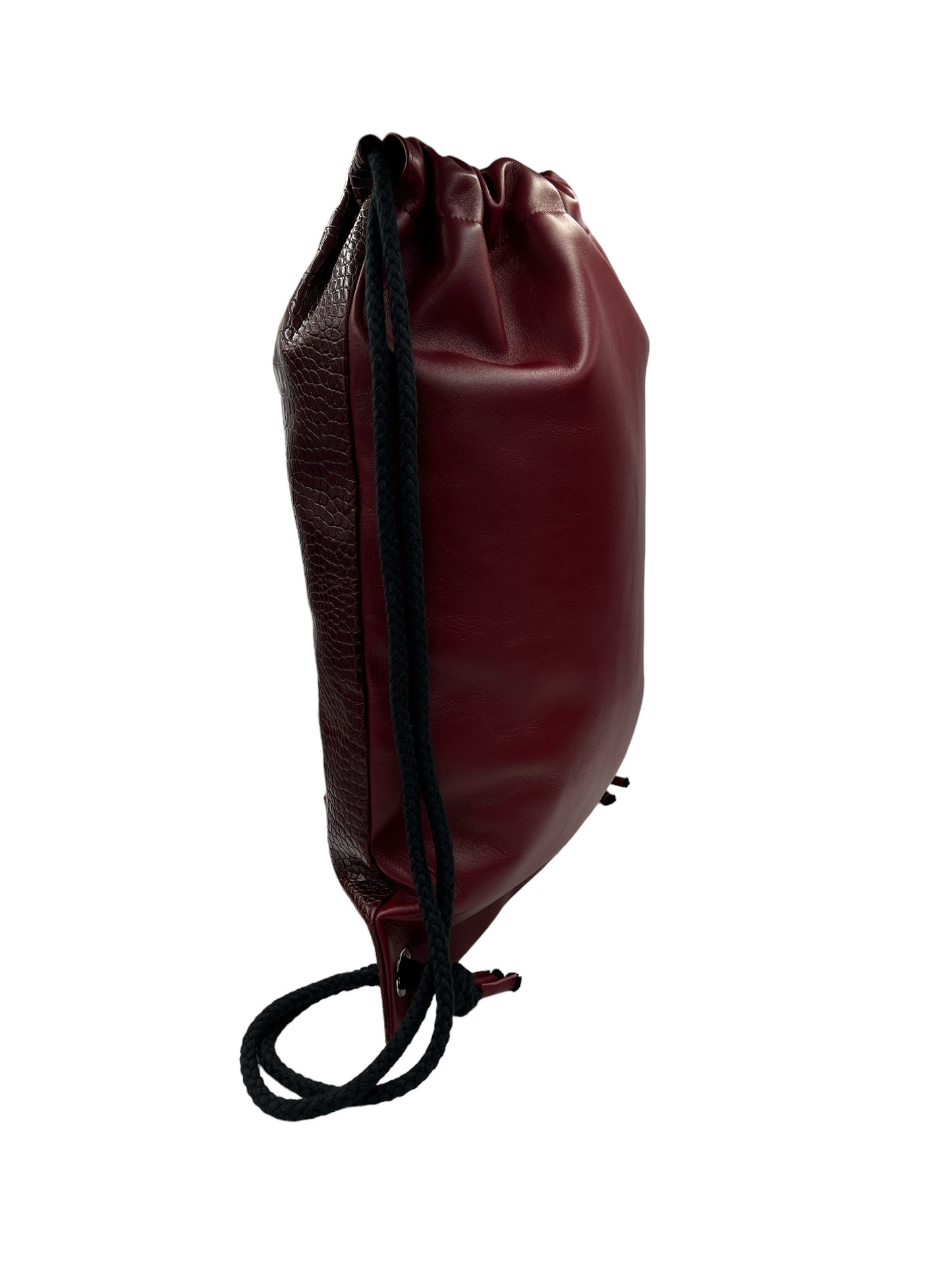 Skórzany plecak-worek CROCO - bordowy