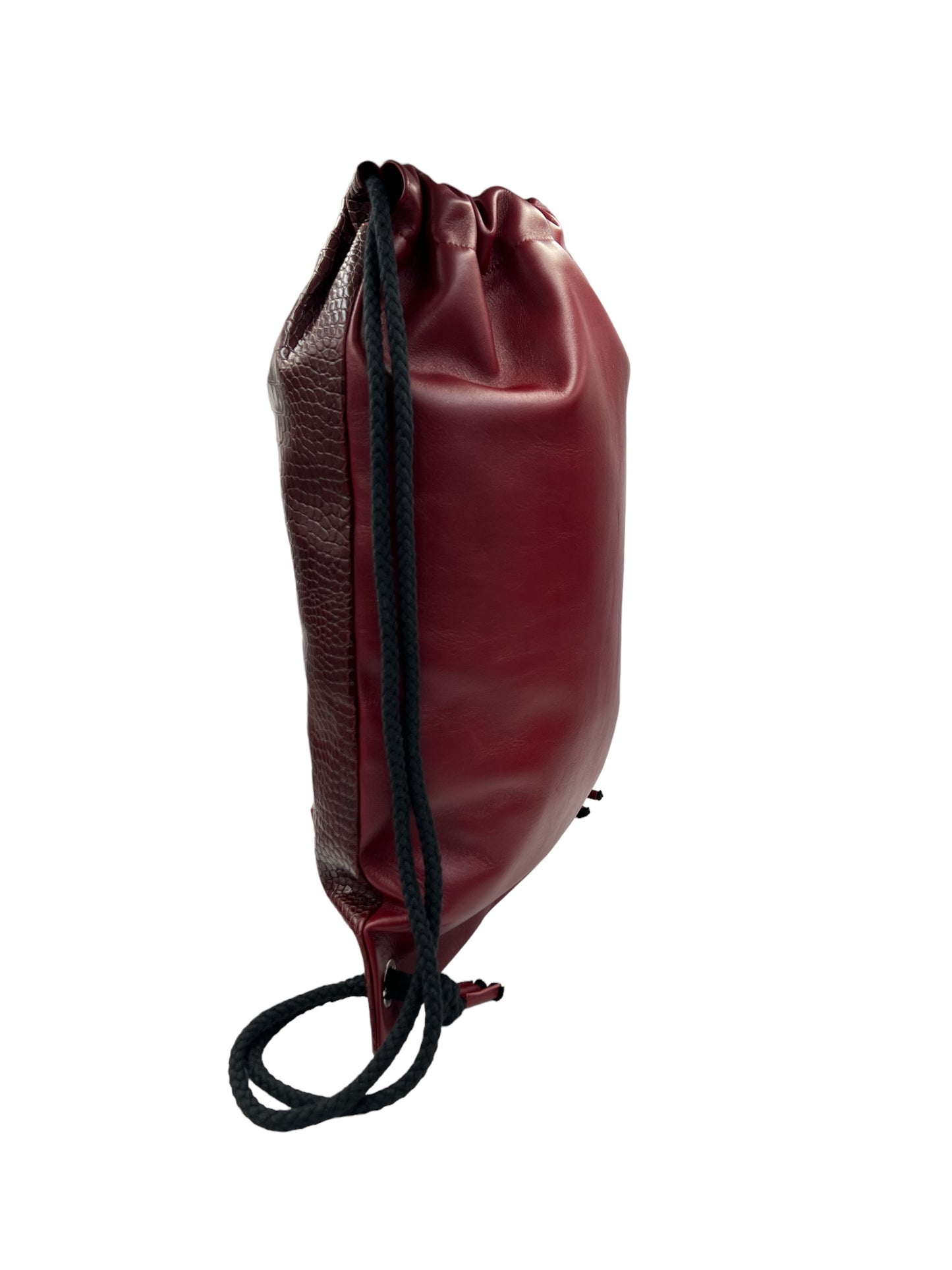 Skórzany plecak-worek CROCO - bordowy