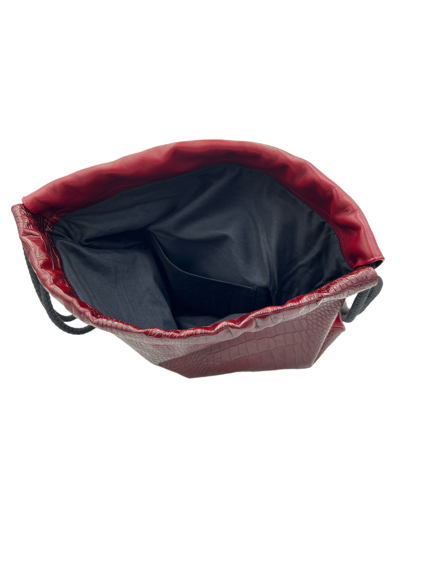 Skórzany plecak-worek CROCO - bordowy