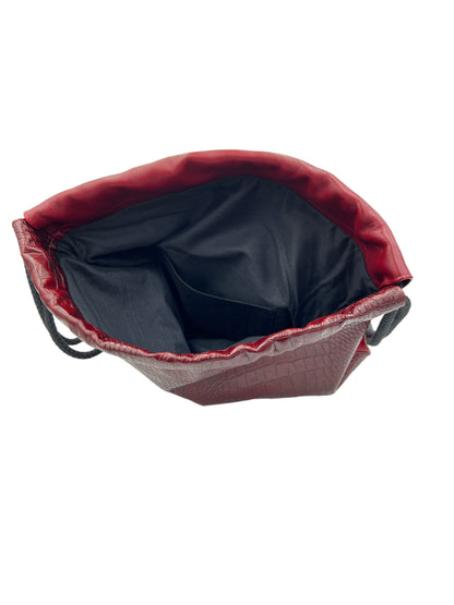 Skórzany plecak-worek CROCO - bordowy