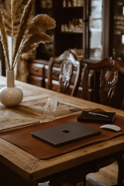 Skórzana podkładka na biurko - jasny brąz