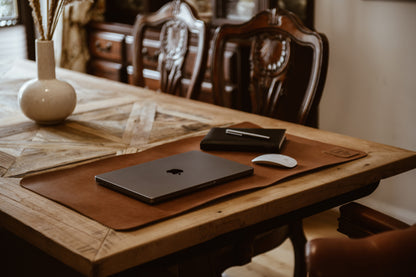 Skórzana podkładka na biurko - jasny brąz