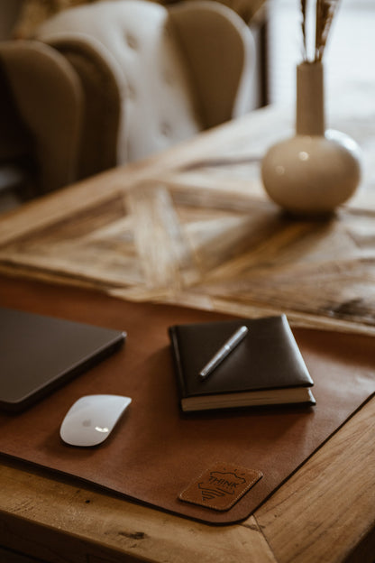 Skórzana podkładka na biurko - jasny brąz