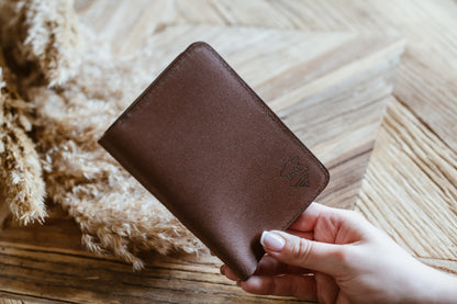 Leather Passport Wallet - Dark Brown