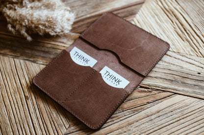 Leather Passport Wallet - Dark Brown