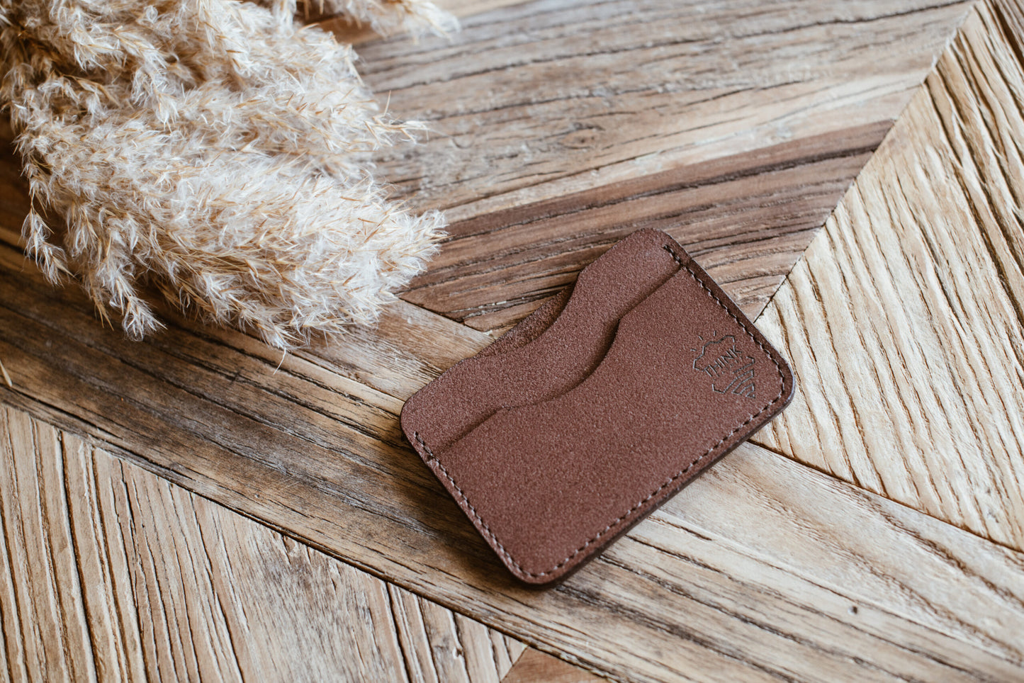 Leather card holder - dark brown