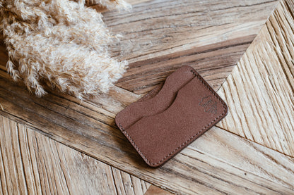 Leather card holder - dark brown